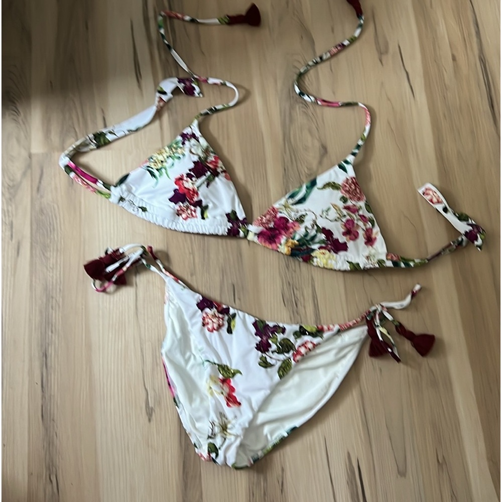 PQ Swim Summer Hibiscus Embroidered Tie Side Bottom